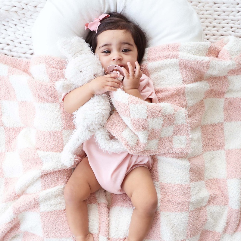 CuddleLane Luxe Blankets | Rose Check