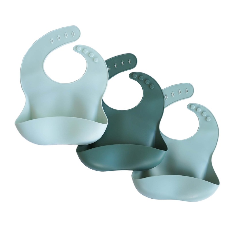 Silicone Baby Bib 3pc Set | Green Ombre