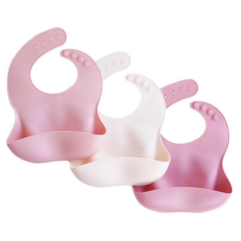 Silicone Baby Bib 3pc Set | Pink Ombre