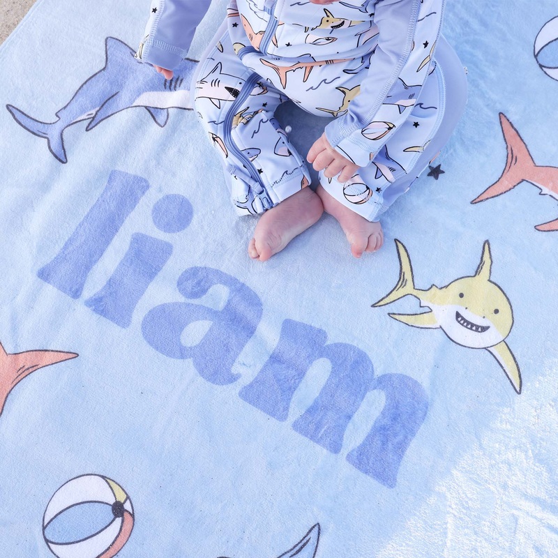 Shark Bait Personalized Kids Beach Towel