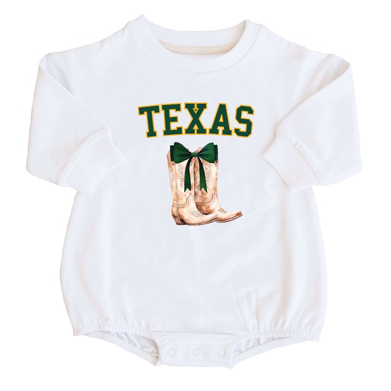 Baylor University | Footballs & Bows Graphic Sweatshirt Bubble Romper