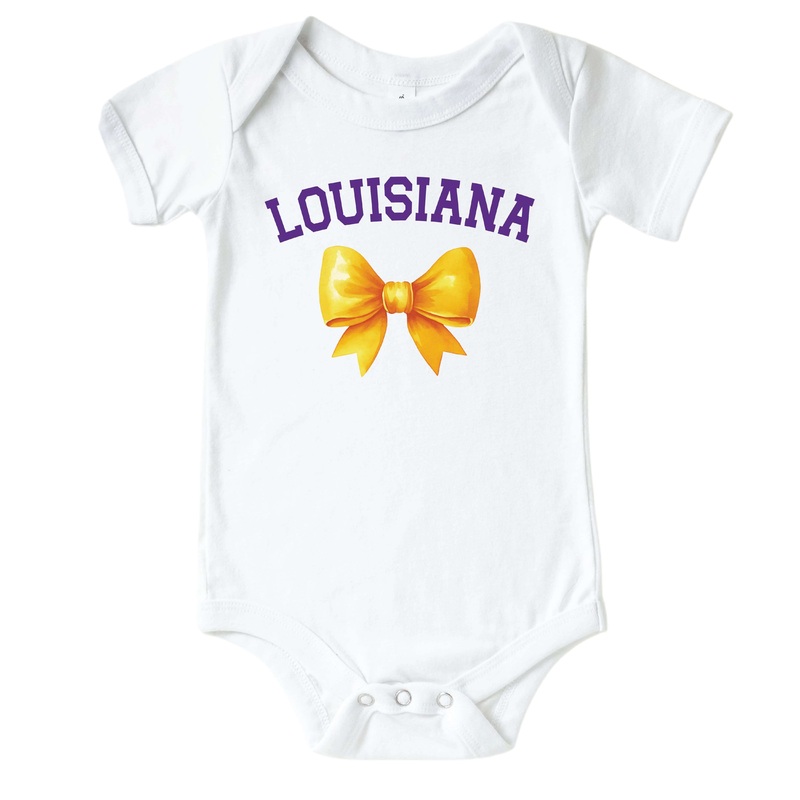 Louisiana State University | Footballs & Bows Graphic Bodysuit