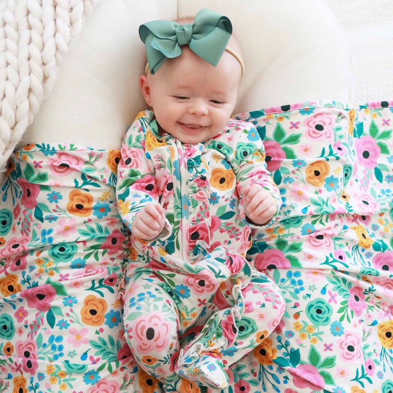 Pretty Poppies Ruffle Zipper Footie