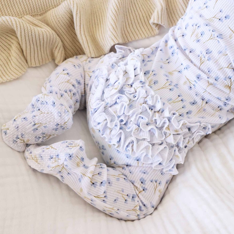 Blake’s Blooms Waffle Bamboo Zipper Ruffle Footie