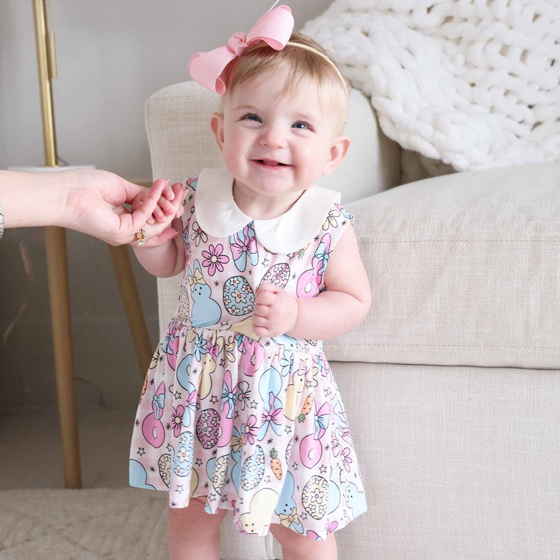 Collared Twirl Bodysuit | Cottontail Cuties Pink