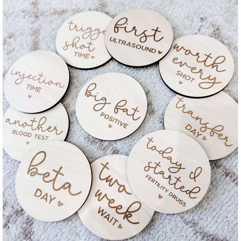 Conceive Milestone Wood Announcements