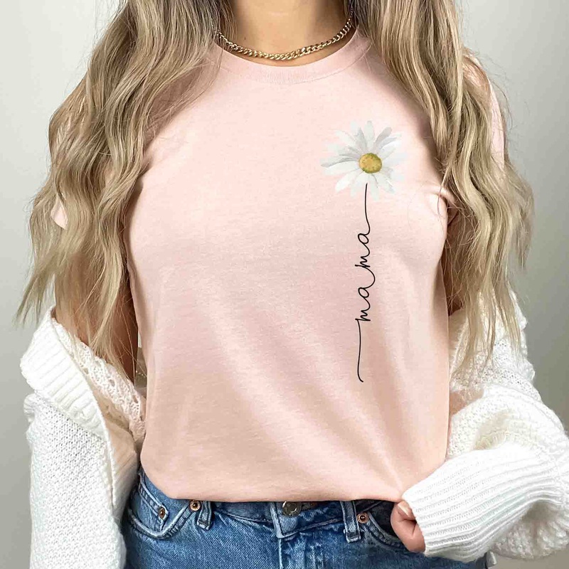 Mama Flower Graphic Tee | Heather Peach