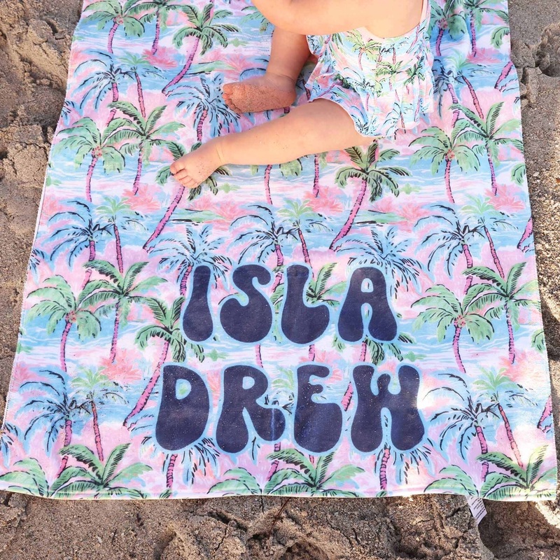 Pastel Palms Personalized Kids Beach Towel