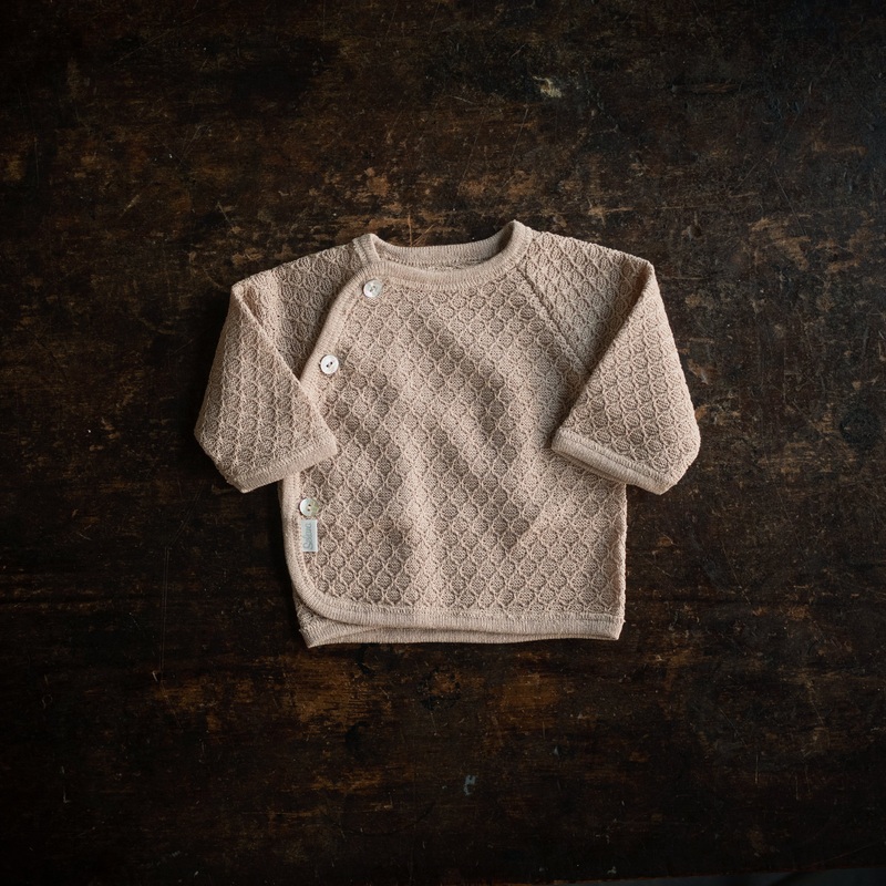 Baby Silk Textured Side Close Cardigan – Caramel