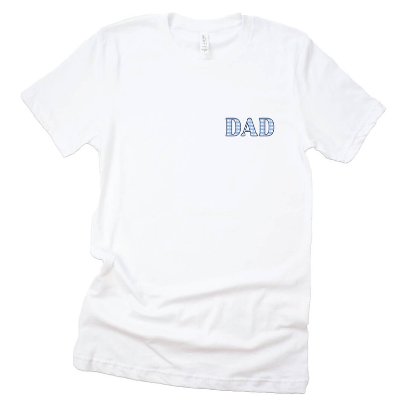 Blue Seersucker Dad Graphic Tee | White