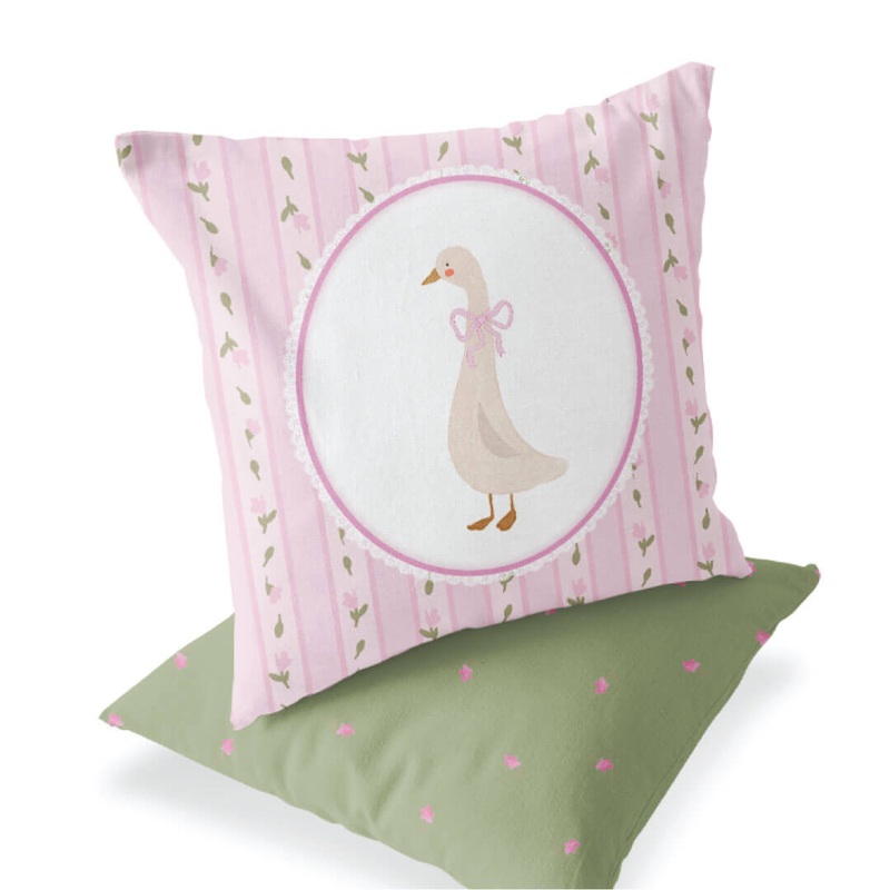 Floral Goose Personalized Accent Pillow