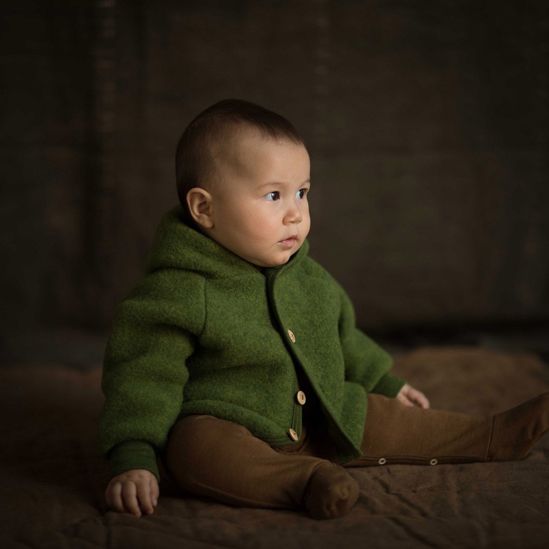 Tinker Baby & Kids Jacket – Merino Wool Fleece – Forest