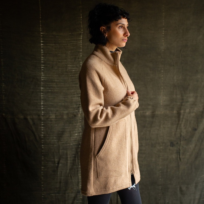 Womens Boiled Merino Wool Coat – Caramel