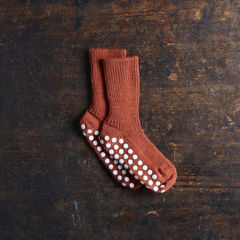 Baby & Kids Wool Socks with Stoppers – Rust