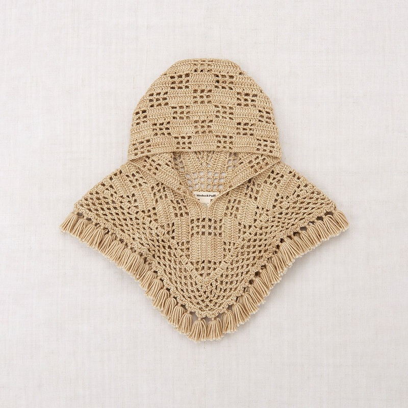 Hand Crochet Merino Wool Lattice Hooded Capelet – Alabaster