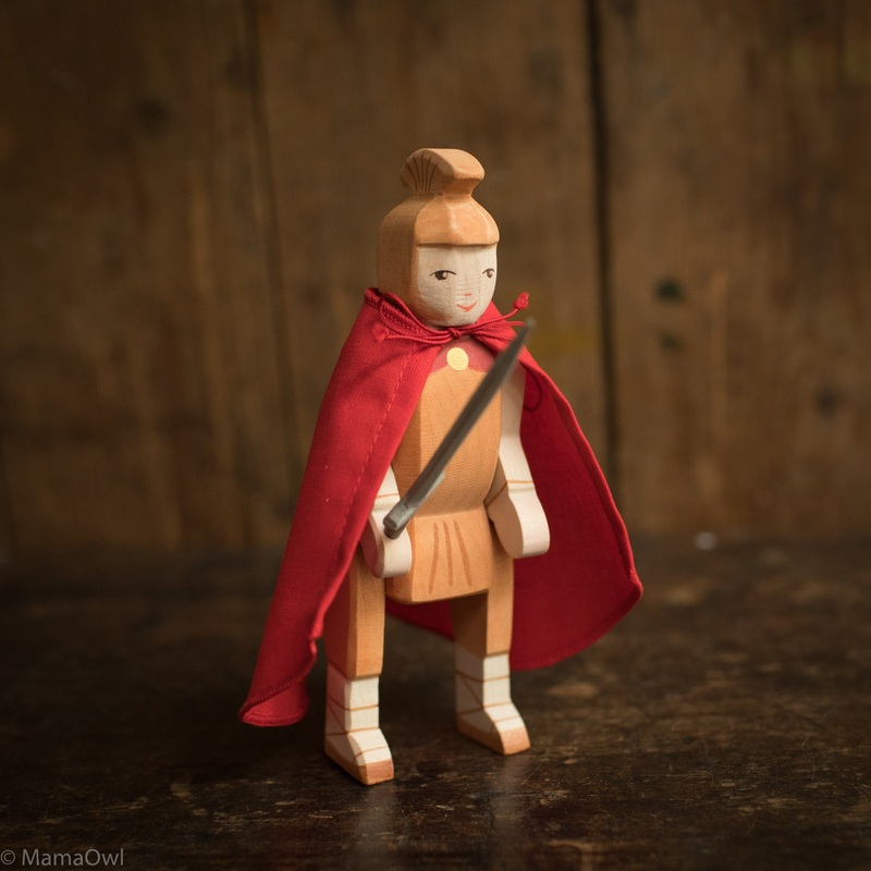 Handcrafted Wooden St Martin’s Knight with Cape & Sword