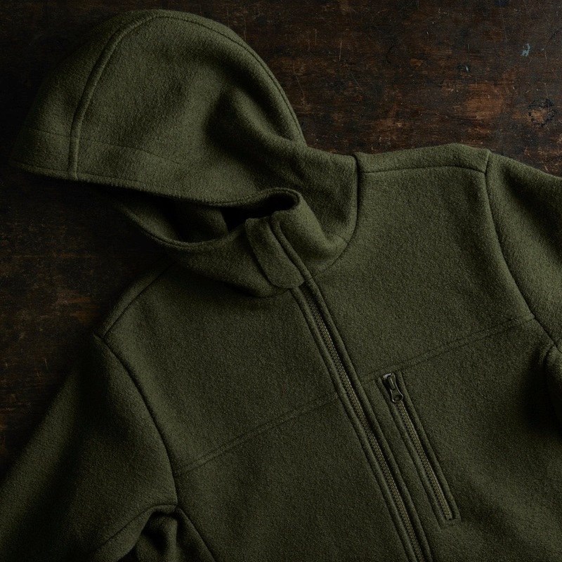 Mens Boiled Merino Wool Jacket – Olive