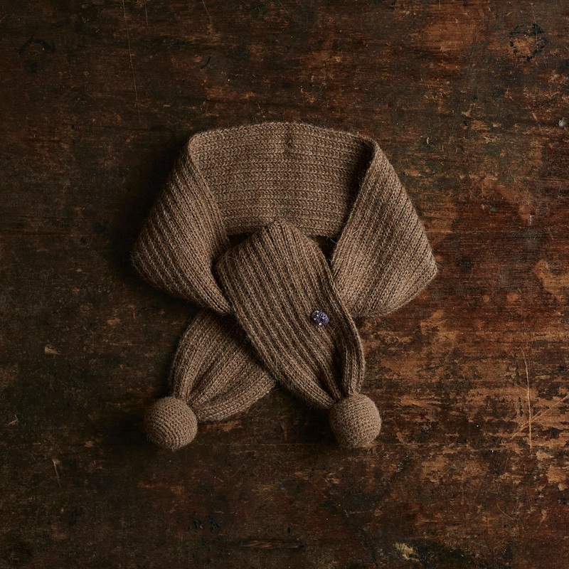 Alpaca Pompom Scarf – Cocoa