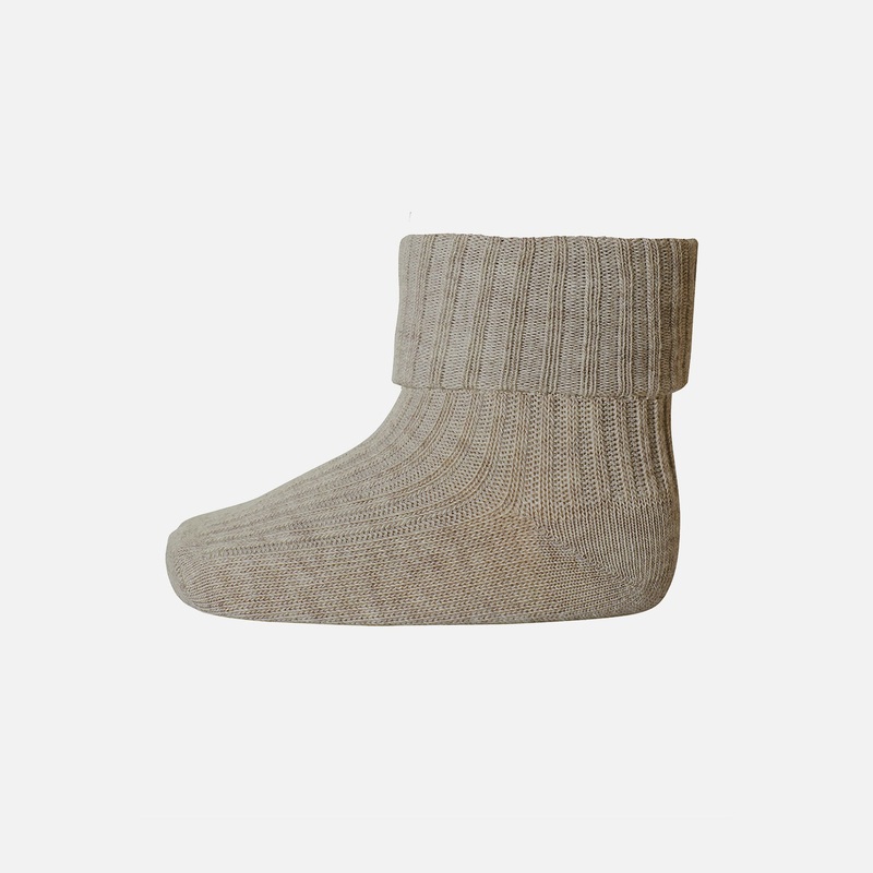 Baby & Kids Cotton Rib Ankle Socks – Light Brown Melange