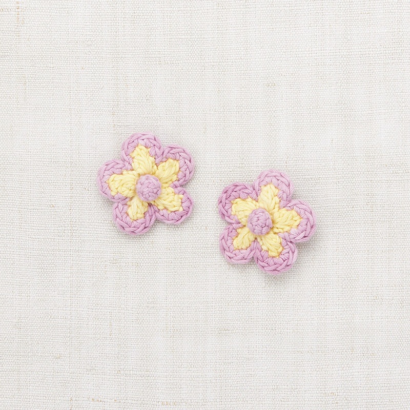 Hand Knit Pima Cotton Medium Flower Clip Set – Vintage Yellow