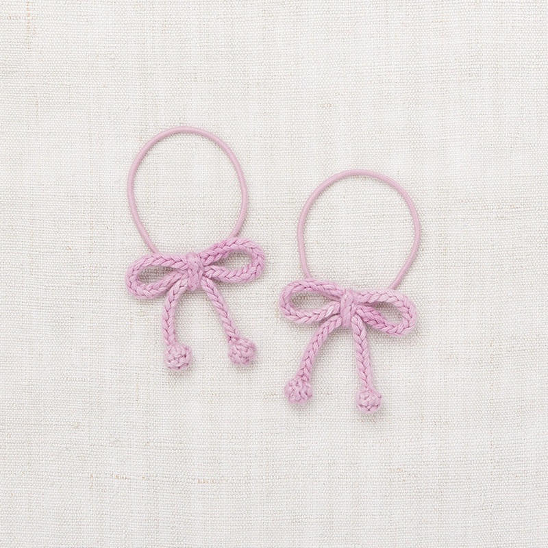 Hand Knit Pima Cotton Popcorn Bow Elastic – Hazy Lilac
