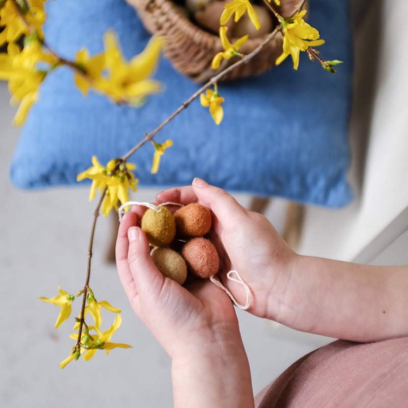 Handmade Felted Wool Mini Egg Decorations – Set of 8 – Yellow