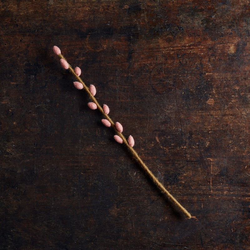 Handmade Felted Wool Willow Branch – Dusty Red