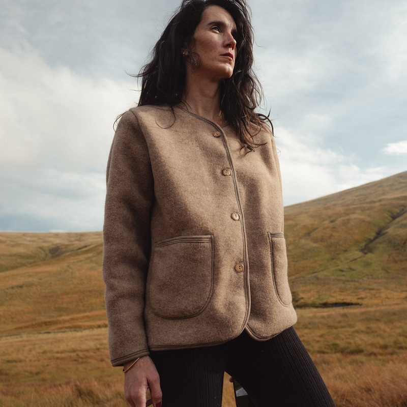 Harrier Womens Jacket – Merino Wool Fleece – Driftwood