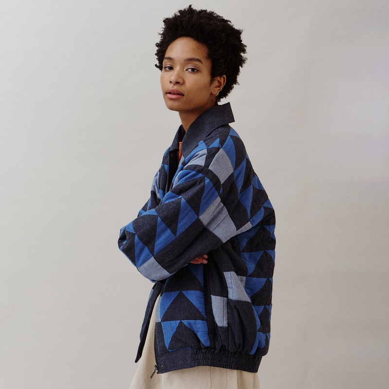 Women’s Cotton Patchwork Nelly Jacket – Indigo Mix