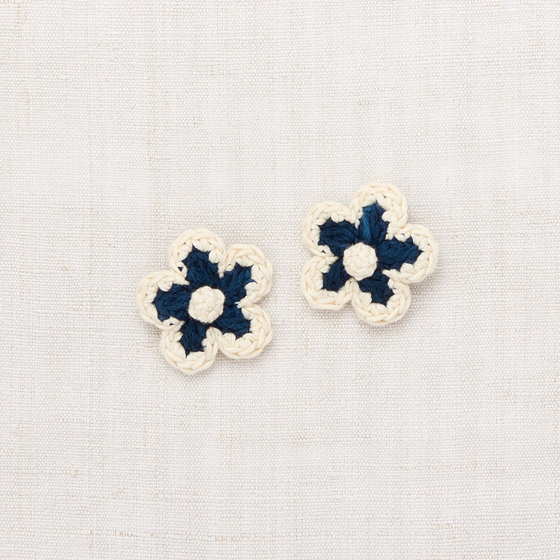 Hand Knit Pima Cotton Medium Flower Clip Set – Celestial