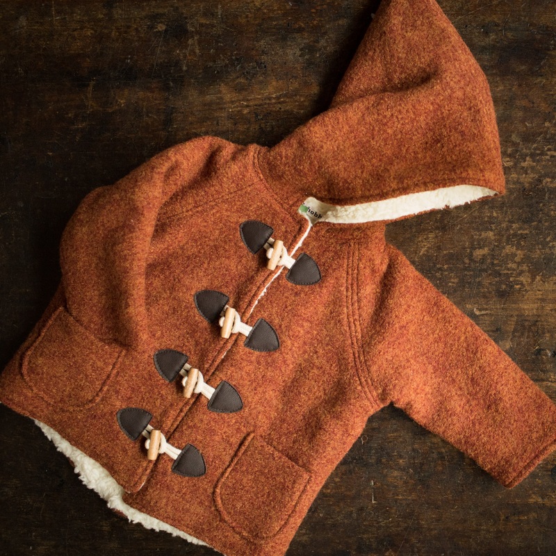 Wool/Cotton Sherpa Pixie Hooded Coat – Autumn Leaf