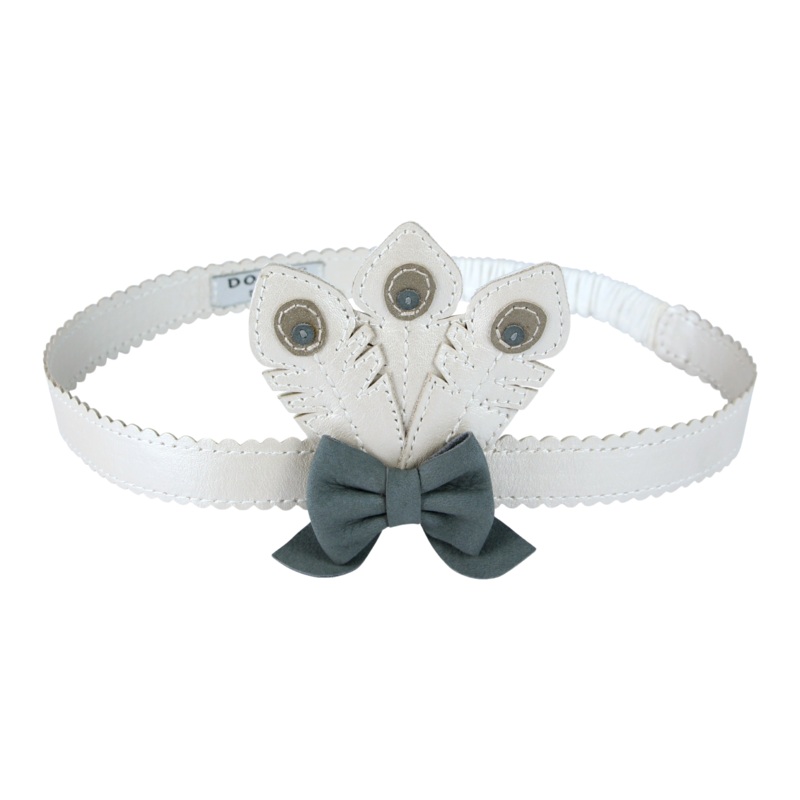 Vellie Headband | Feathers | Off White Metallic Leather