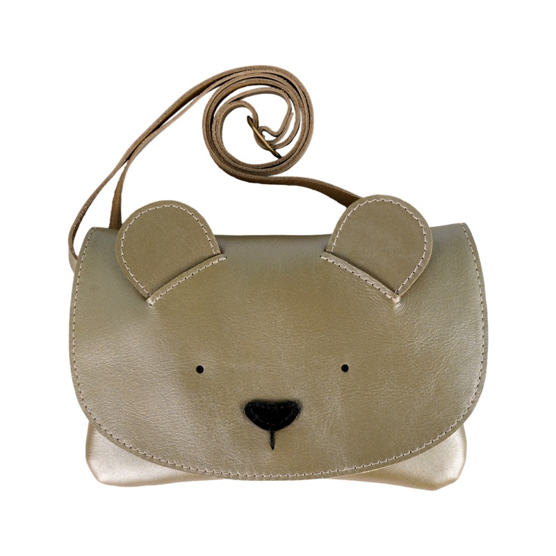 Alaula Purse | Bear | Champagne Metallic Leather