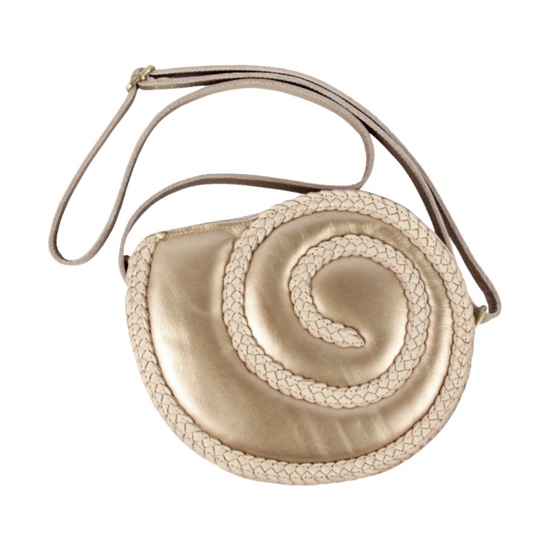 Shelly Shoulderbag | Moon Shell | Champagne Metallic Leather