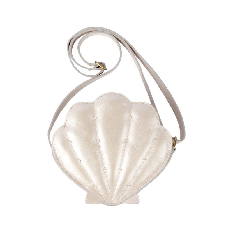 Shelly Shoulderbag | Scallop | Off White Metallic Leather