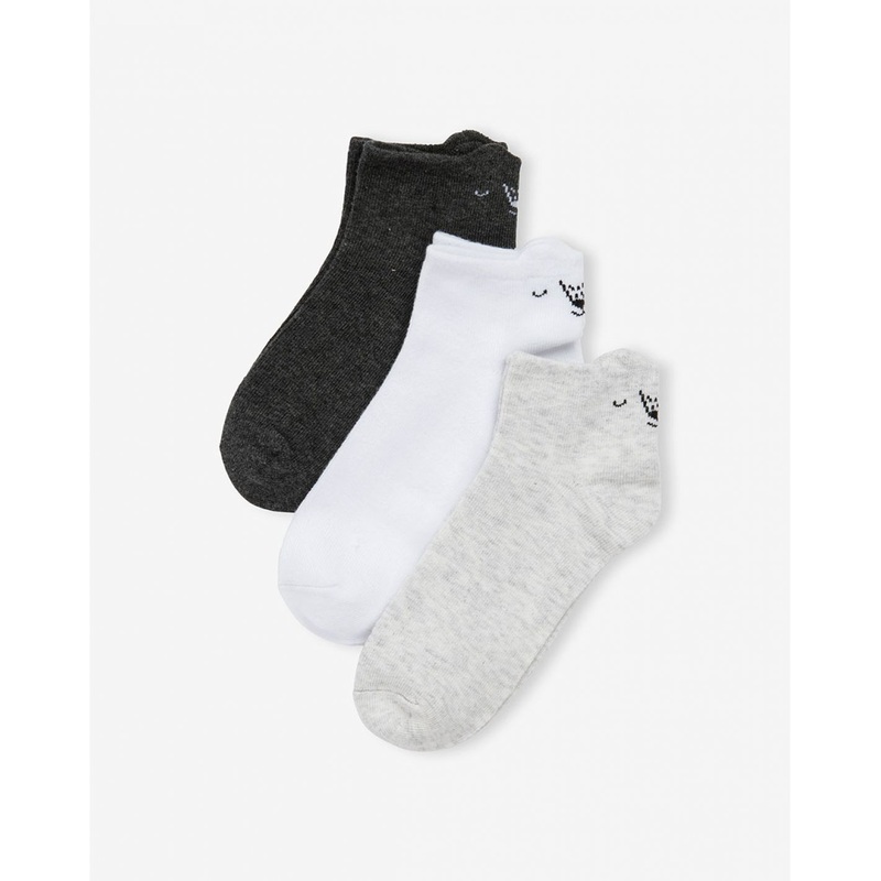 Minene Footie Socks – pack of 3 pairs – White / Grey