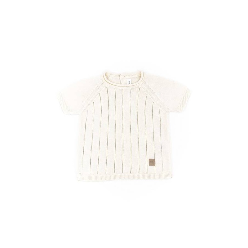 Knitted Striped Sweater – White 01