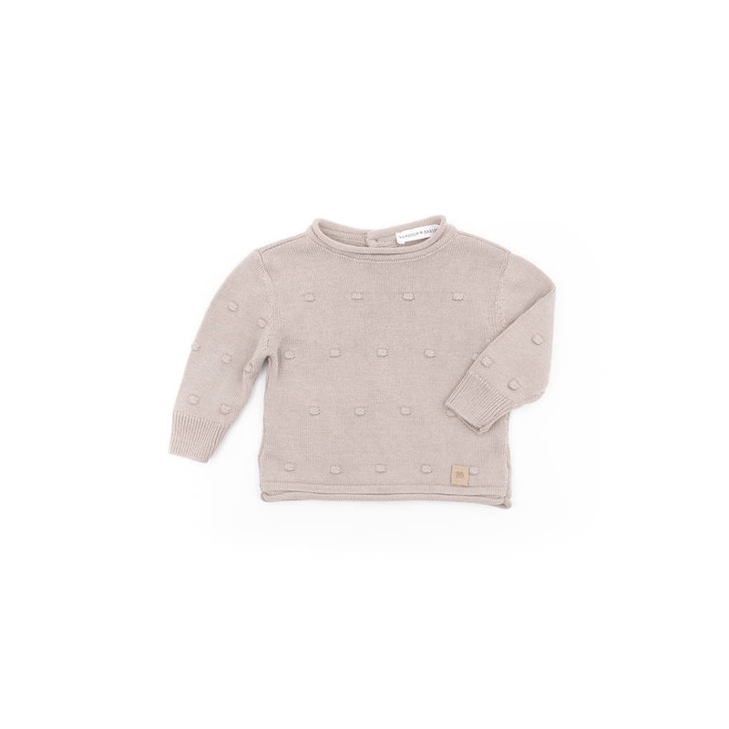 Sweater opening behind mini pom-pom – Camel 33