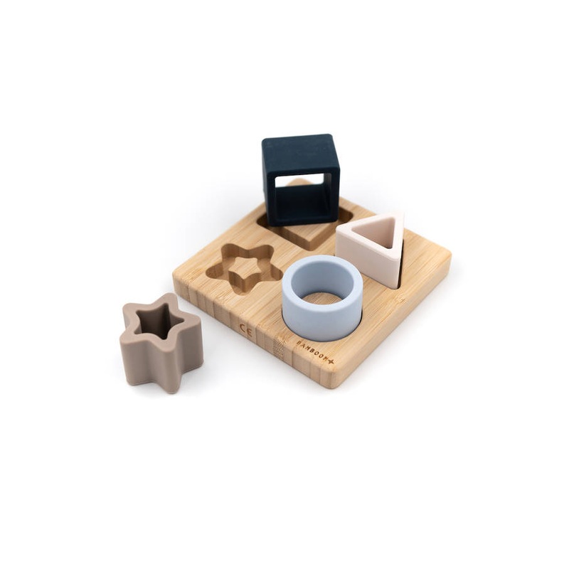Bamboo & silicone star puzzle – Blue & Azure – Light Blue 03