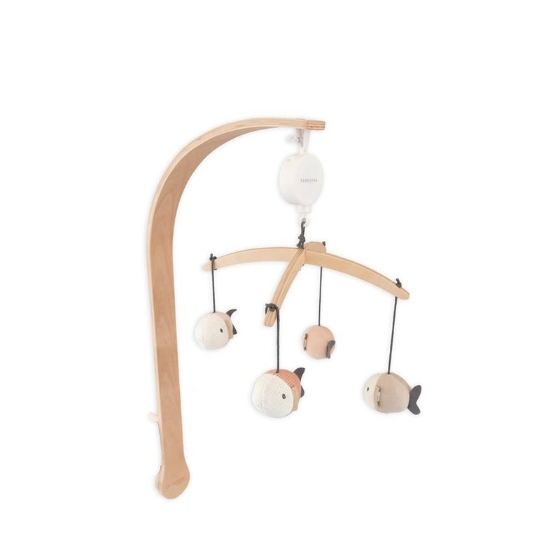Wooden carousel with knitted toys from Bamboo Fish – FISH PINK 284