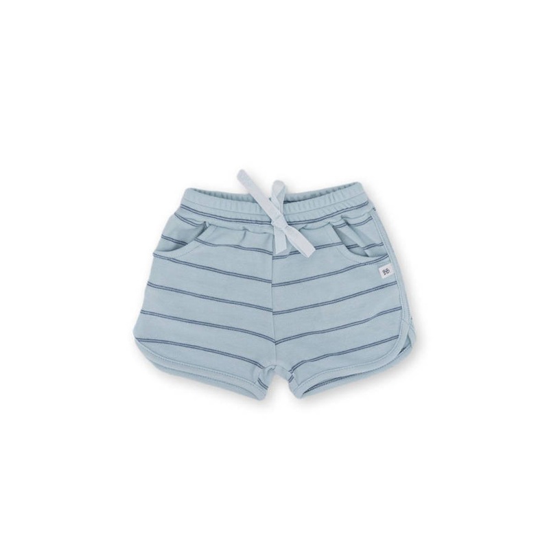Boy’s Short Shorts with Drawstring – Light Blue Stripes 56