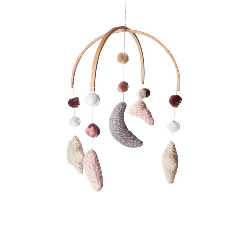 Carousel with Cloud, Moon and Stars – knitted – Pink – – PINK 04