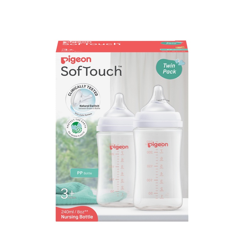 Pigeon SofTouch BPP Nursing Bottle PP 240ml Logo Twin Pack