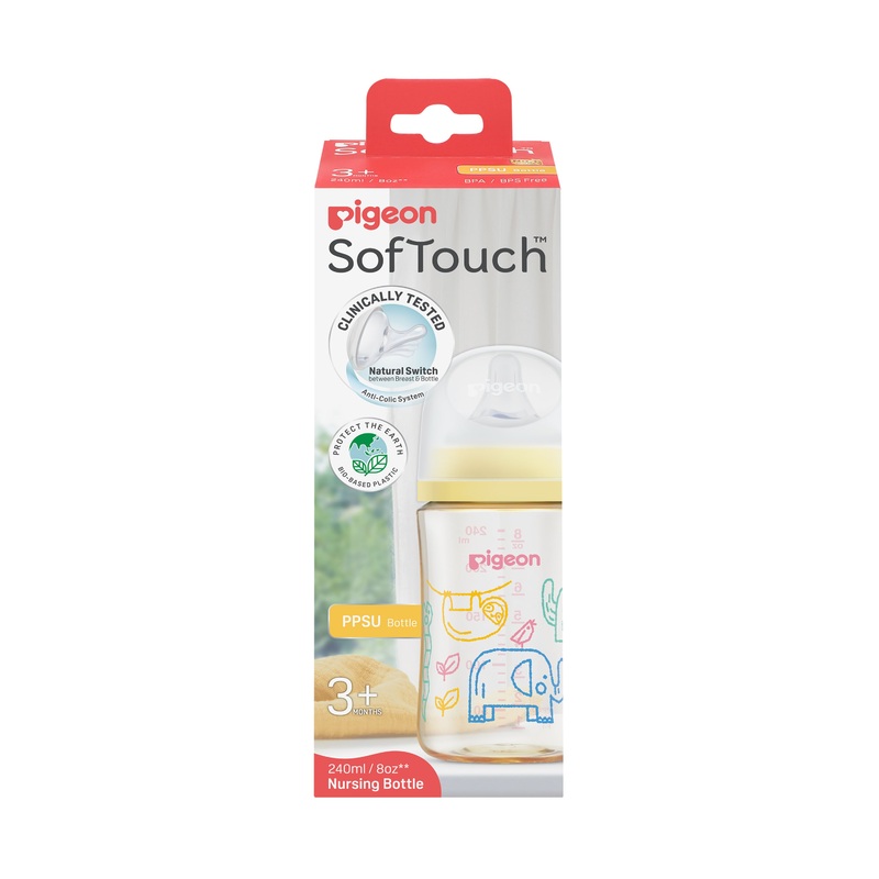 Pigeon SofTouch BPP Nursing Bottle PPSU 240ml Safari Doodles