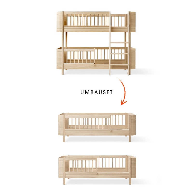 Wood Umbau-Set von Mini+ halbhohes Etagenbett zu 2 Juniorbetten/ eiche