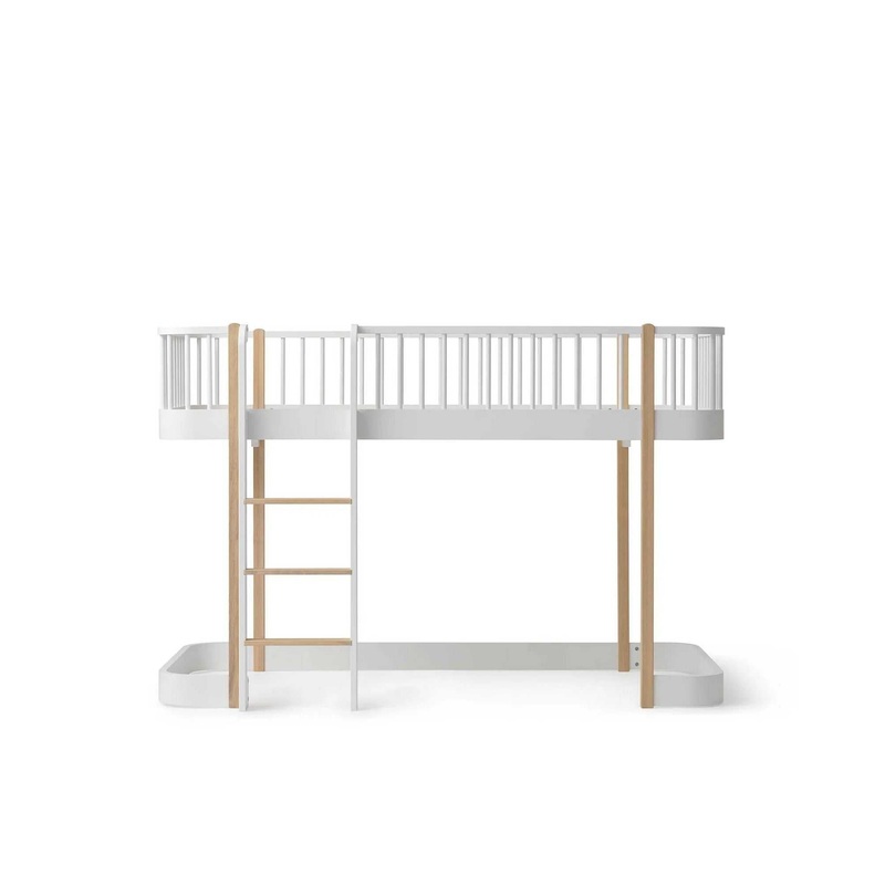 Wood halbhohes Hochbett 138 cm (90×200) wei/ eiche – Leiter vorne