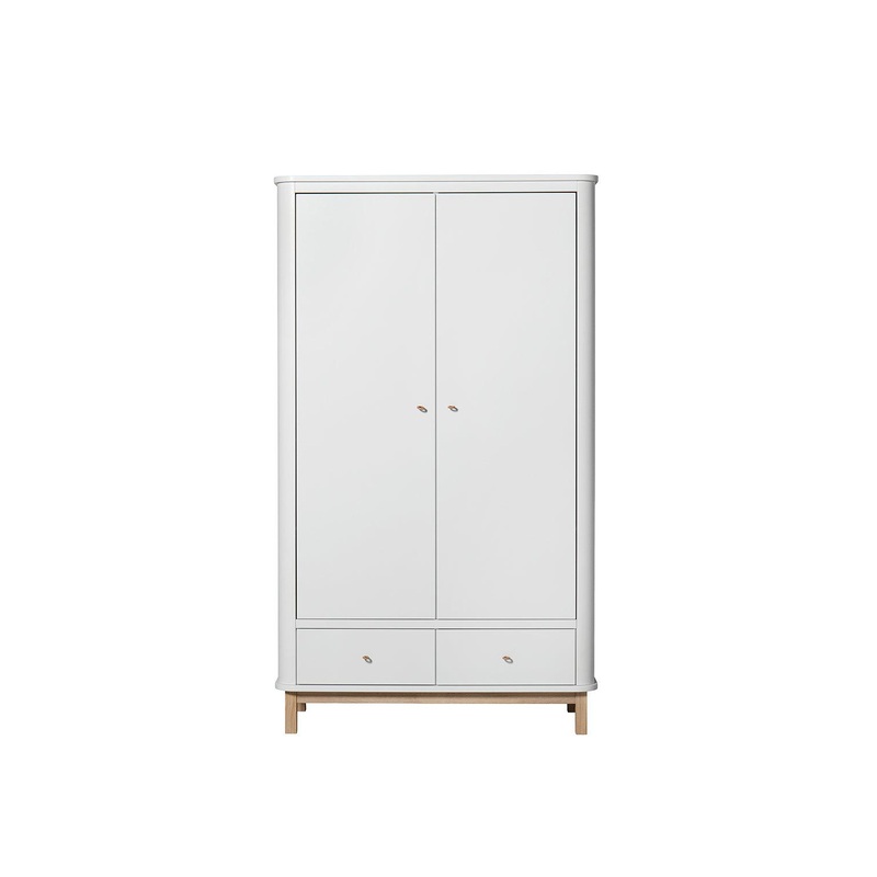 Wood Kleiderschrank 2-trig wei/ Eiche