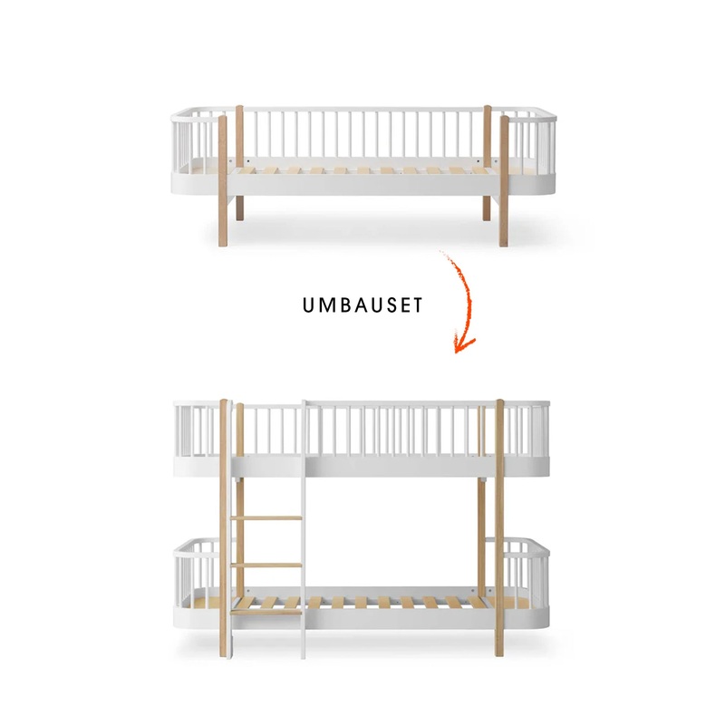 Wood Umbau-Set vom Original Bettsofa zum halbhohen Etagenbett, wei/eiche