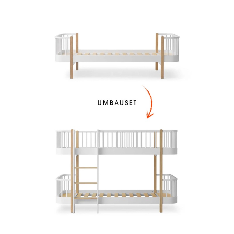 Wood Umbau-Set vom Original Einzelbett zum halbhohen Etagenbett, wei/Eiche