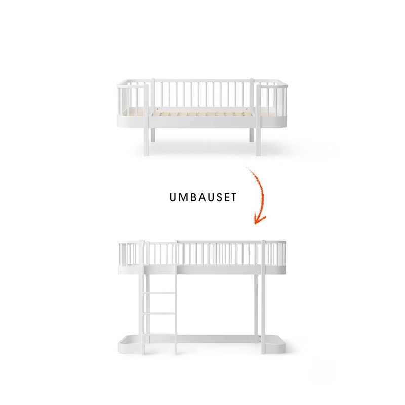 Wood Umbau-Set von Original Einzelbett/Juniorbett/Junior Bettsofa zum halbhohen Hochbett 138 cm, wei